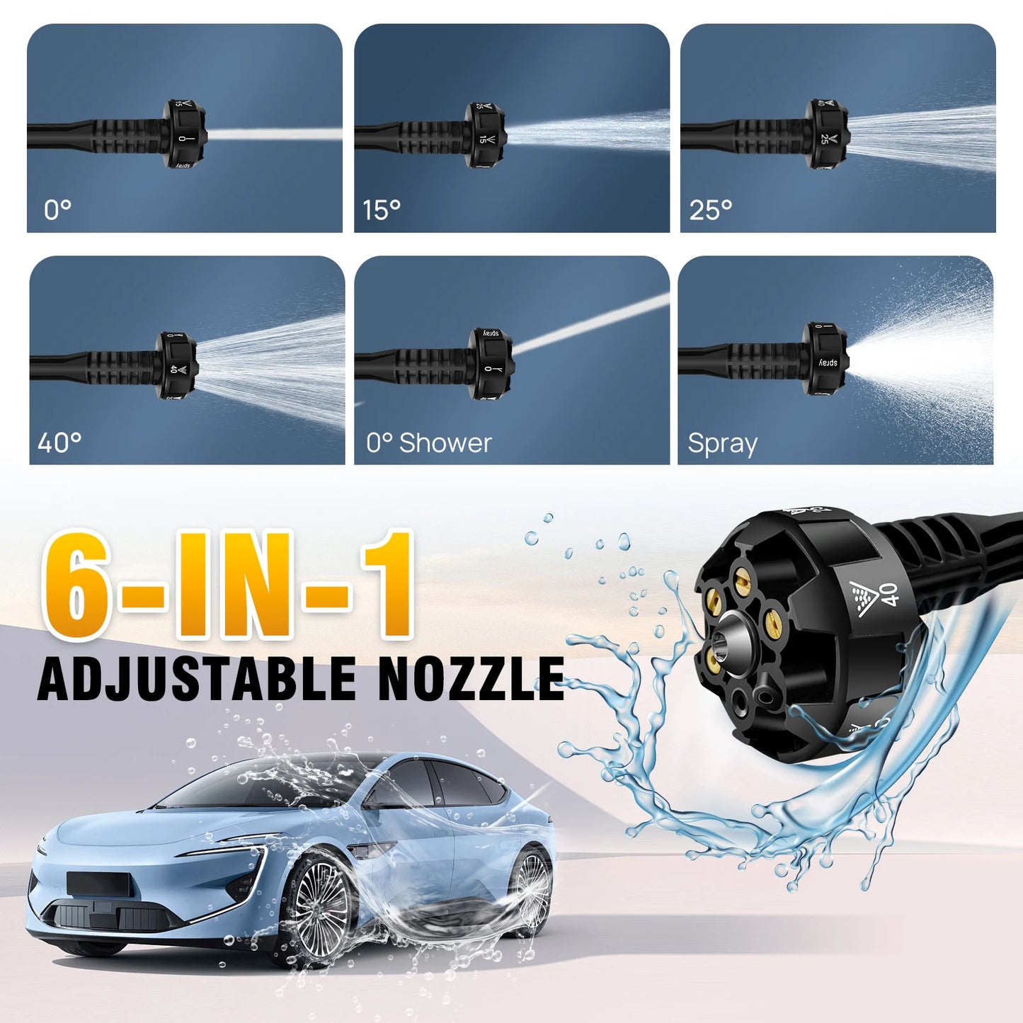 DayPlus Cordless Pressure Washer,6-in-1 Portable 150bar 3.0Ah Battery for Floor/Garden Cleaning