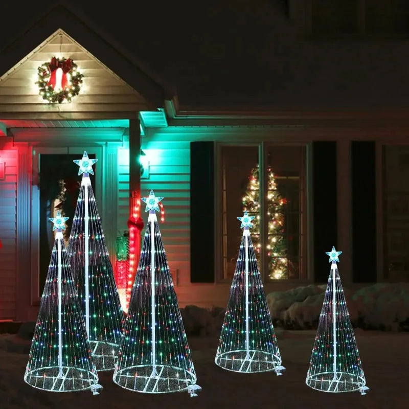 Control Christmas NEW LED Tree Indoor Outdoor Metal Ring Led String Decorative Light
