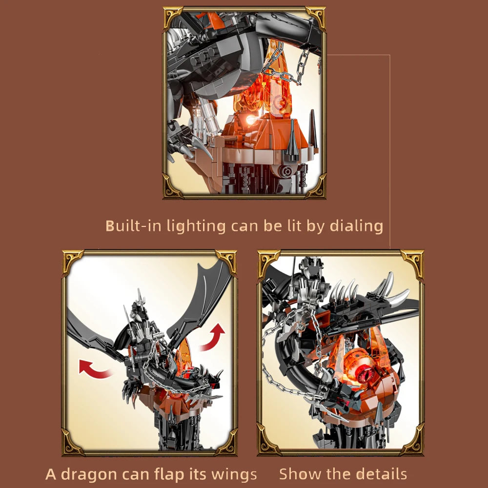 Moc-Lord Movie Rings Model The Fell Beast Magic Tower Building Blocks Fortress Castle Creative Assemble  Bricks Toys Gift For Kids