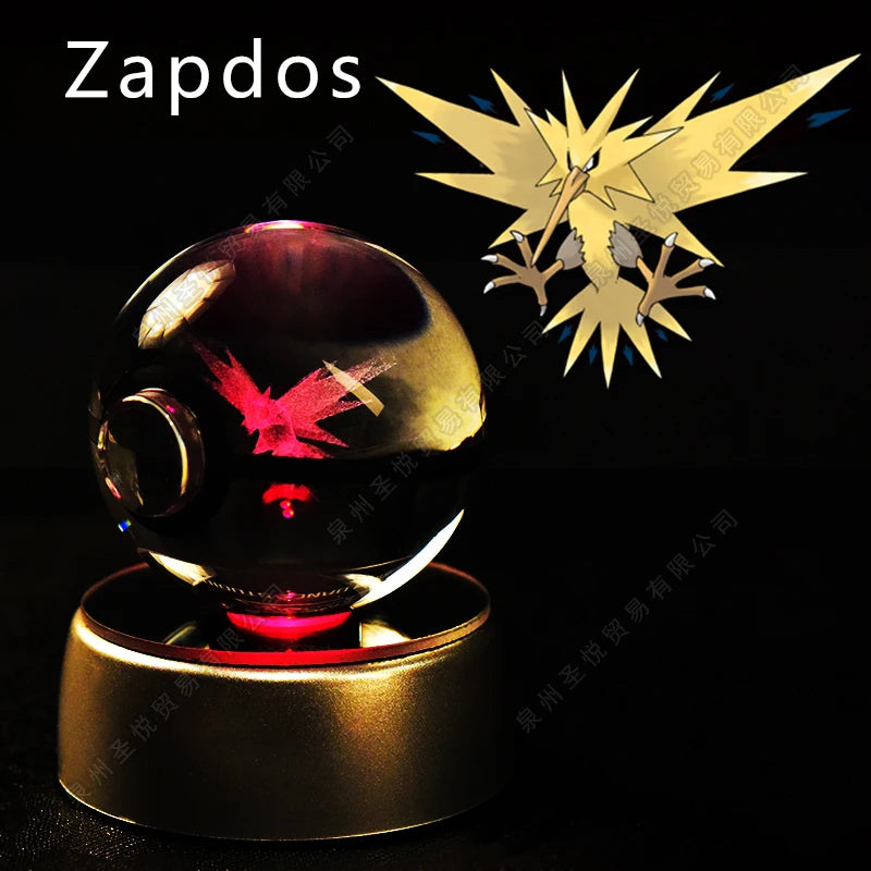 Pokemon Crystal Ball 3D Pikachu Gengar Mewtwo Night Light Lamp