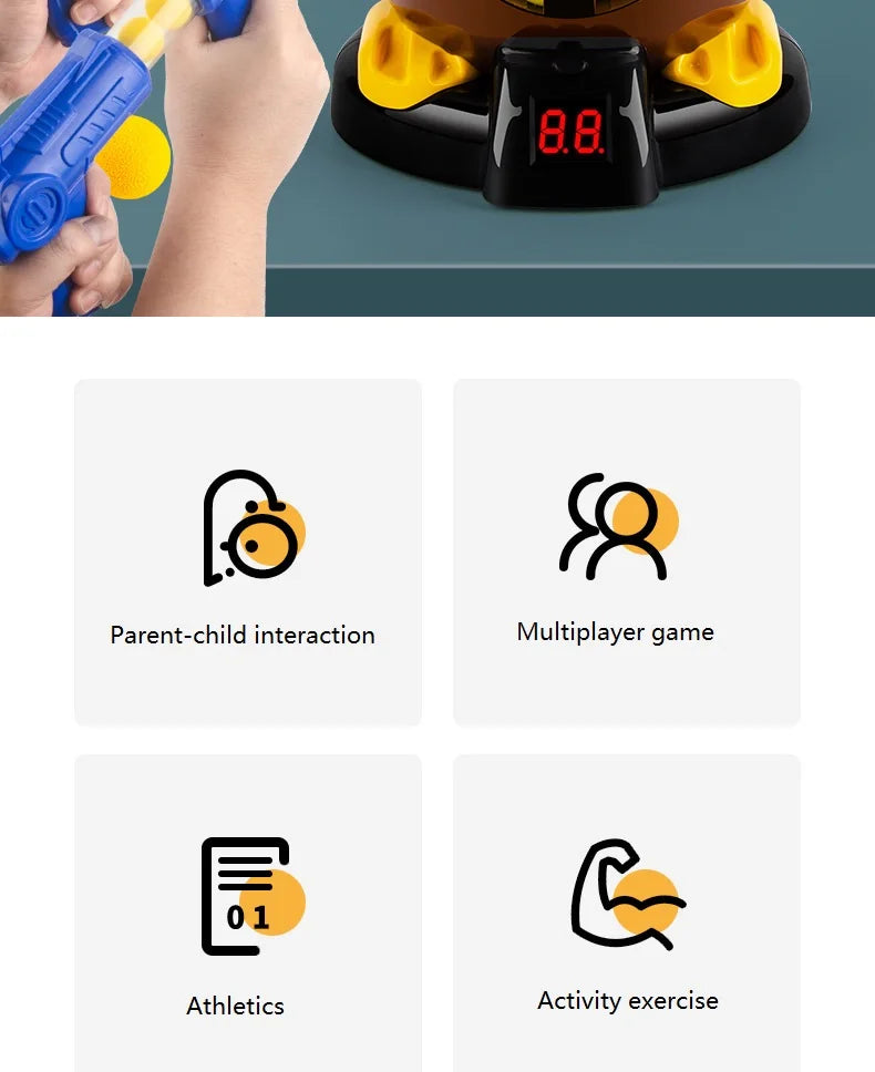 Hungry Shooting Duck Toys Air-powered Gun Soft Bullet Ball With Light Electronic Scoring Games for Kids