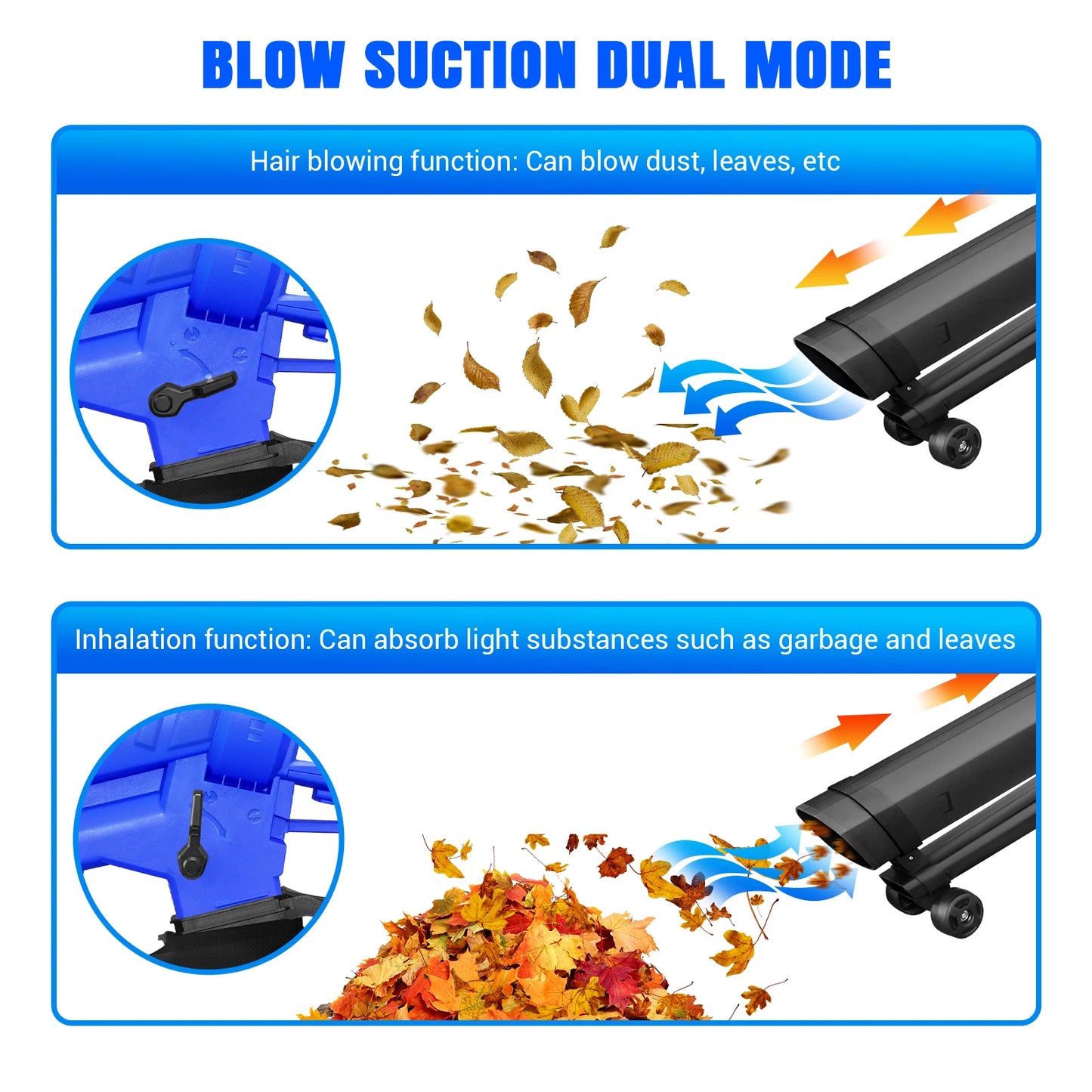 Leaf Blower 3500W 3-in-1 - Blows, Vacuums and Mulches Leaves Grass with Variable Blow Speed 35L Bag and 10m Cable