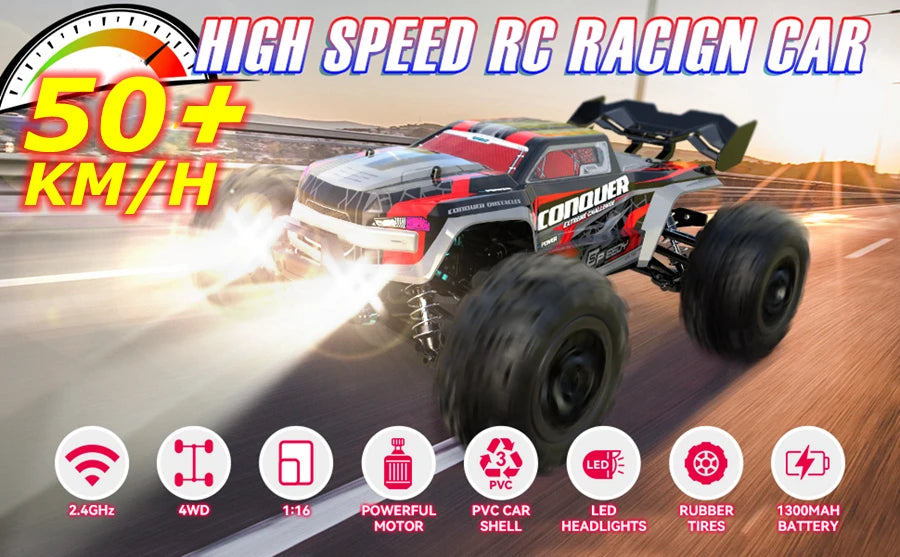4WD 1:16 80KM/H Super Brushless 50KM/H Brushed RC Car 4x4 Off Road High Speed Drift Racing Truck Toy Kids Adults
