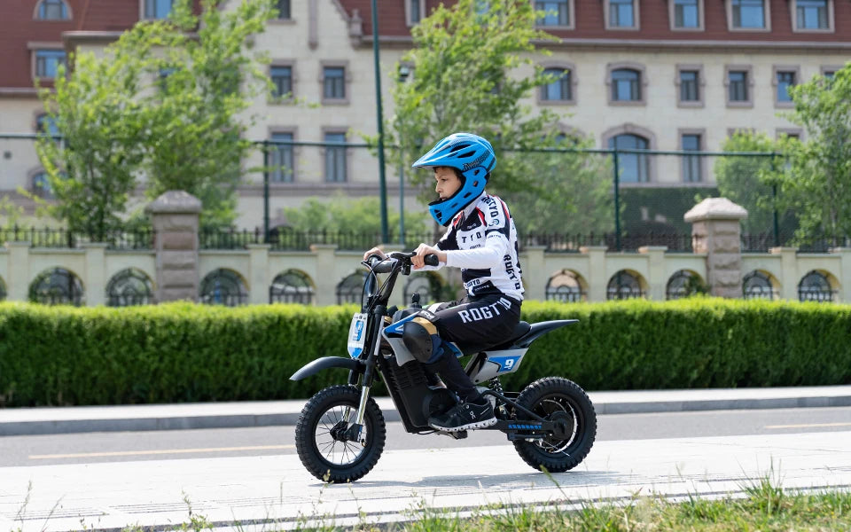 RCB Electric Motorcycle Kids, 36V 350W R9X PRO- Up 25KM/H &16KM Long-Range, 3-Speed