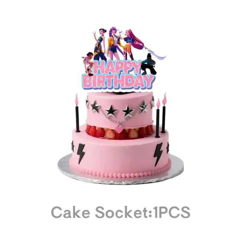NEW Kpop Demon Hunter Decoration Birthday Supplies Kpop Birthday Theme Ballons Plate Cup Napkin Gift Bag Background Party Favor