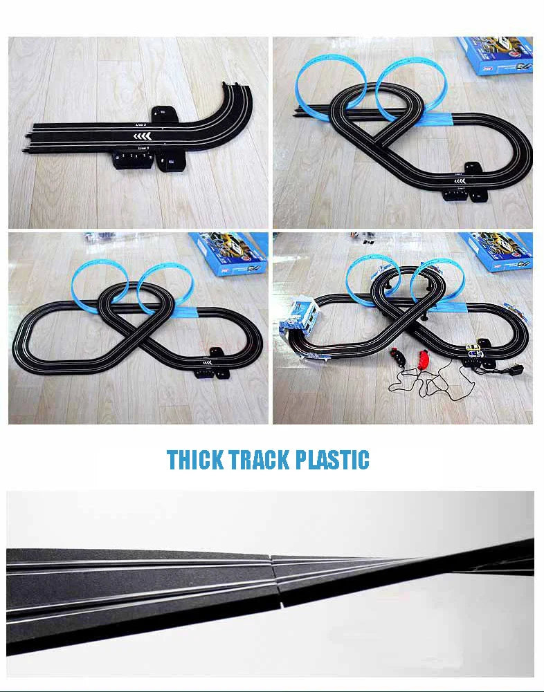 Electric Railway Track Set Double Remote Control Car Racing Track Autorama Circuit Toy For Children Gift