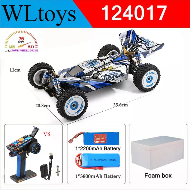 NewV8 1/12 2.4G Racing RC Cars 4WD Brushless Motor 75Km/H High Speed Remote Control Off-road Drift Car