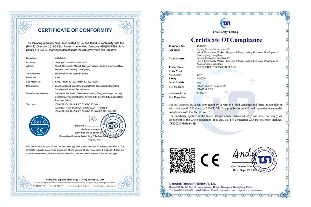 Water Vapor Fireplace Germicidal UV Lamps Customized 3D Flame Electric Fireplace Tv Stand