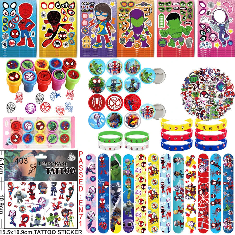 Spidey And His Amazing Friends Party Supplies Kids Favor Gift Stampers Stickers Spiderman Christmas Party Decor Bags Stuffer
