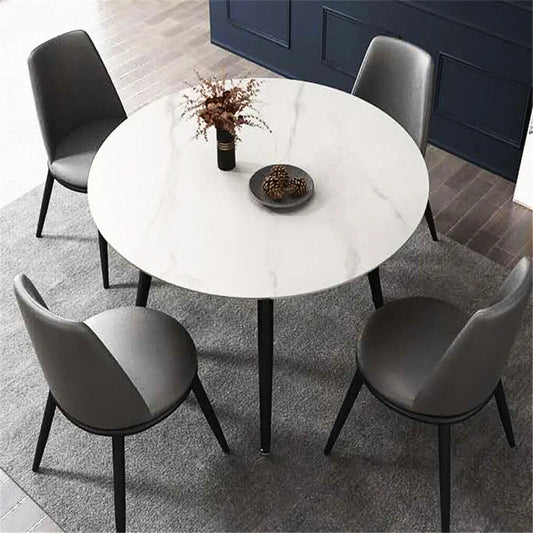 Modern Round Dining Table Marble Top 80Cm