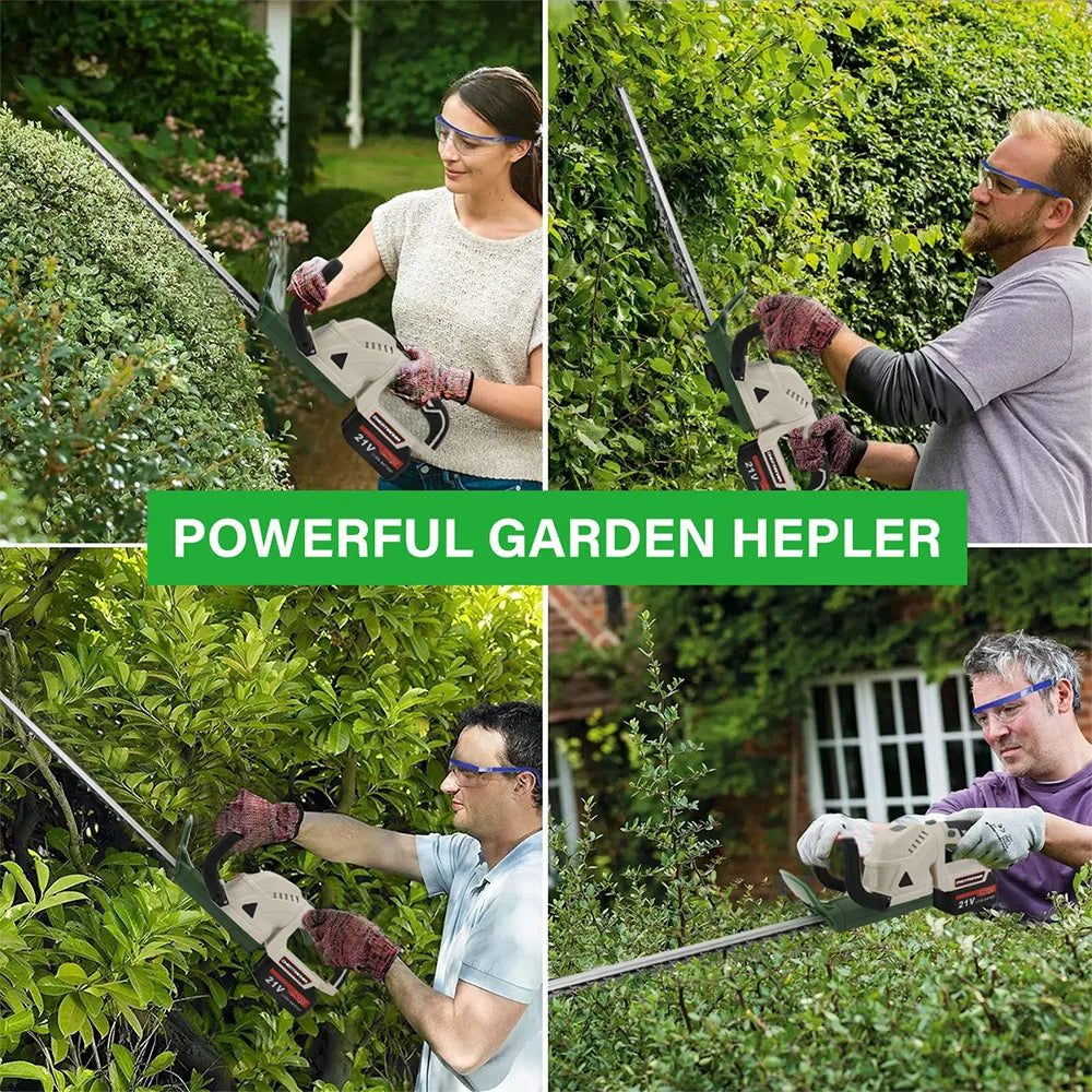 Brushless Cordless Electric Hedge Trimmer Garden Cutter with 2 Batteries