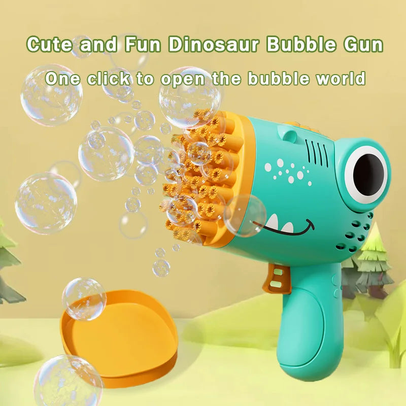 40 Hole Dinosaur Handheld Bubble Machine, Electric Bubble Gun Outdoor Toy