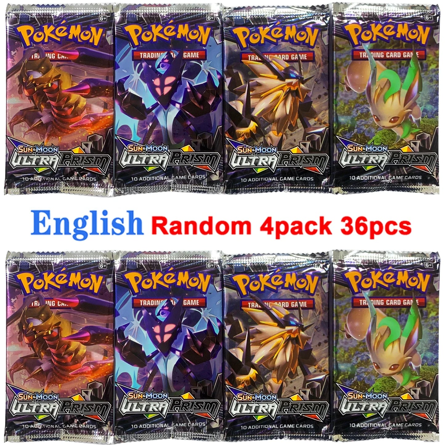4 Pack Pokemon Cards 151 Team up Sun & Moon Thunder English Trading Card Collectible