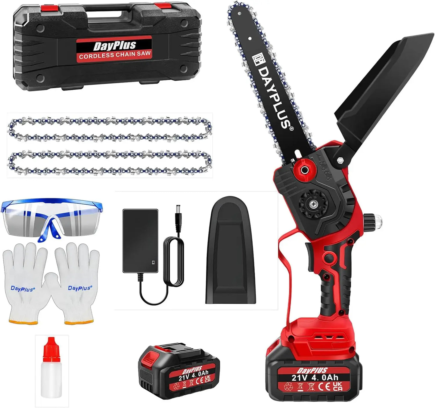 8 inch Brushless Mini Chainsaw 21V Cordless Handheld for Pruning Trees and Branches Wood Cutting with 4000mAh Battery