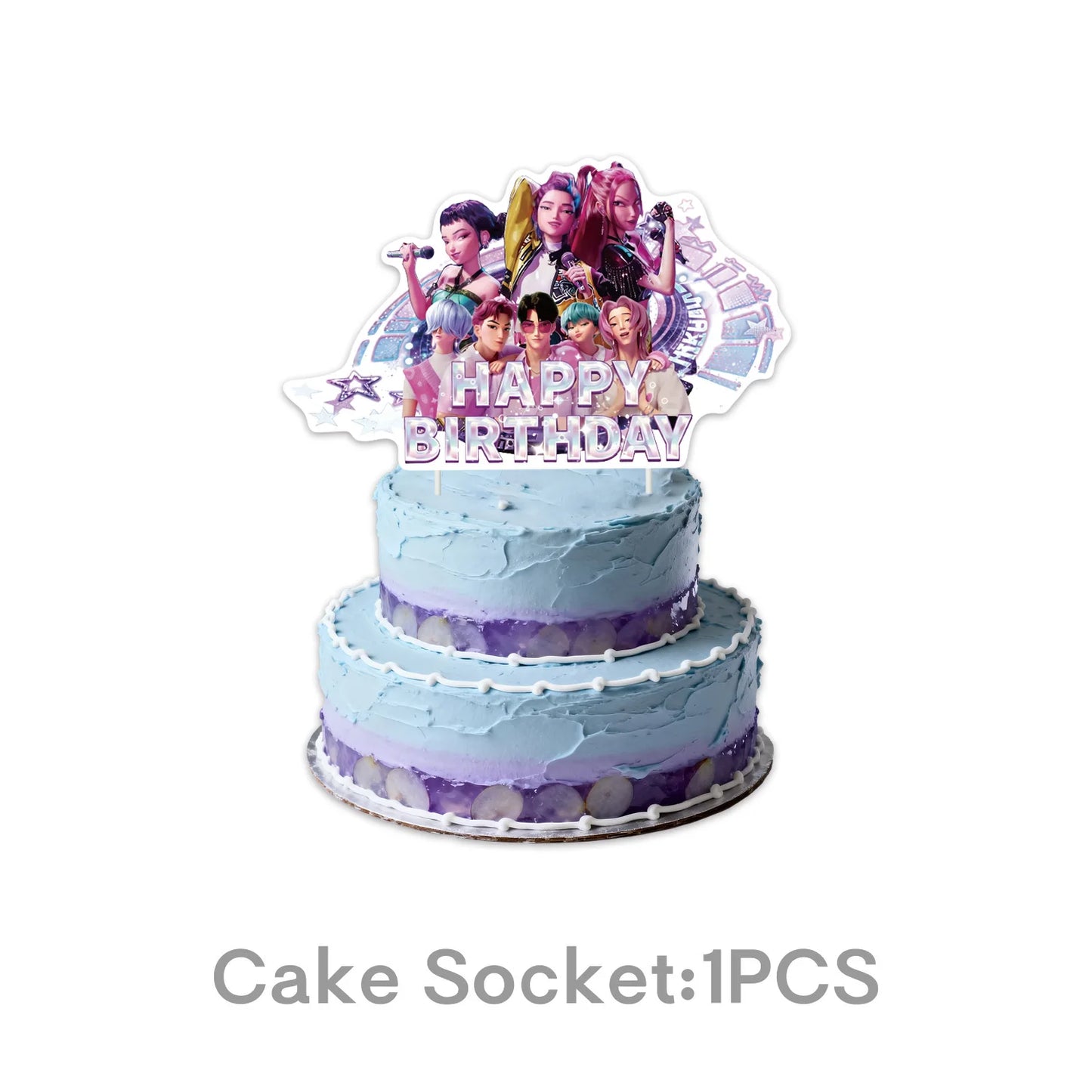 k pop demon hunters Hand-drawn Theme Birthday Party Decorations cake topper balloon banner for Girls Baby Shower Supply