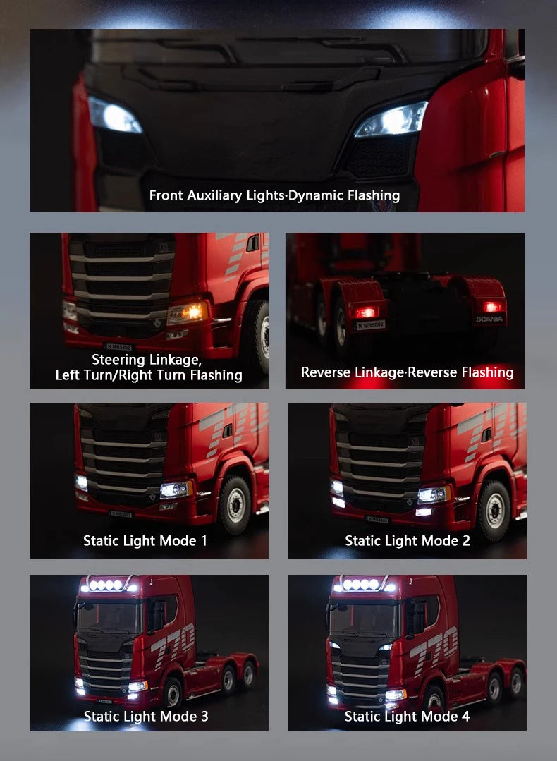 770S Alloy Tractor 19CH RC Truck 1/18 2.4G remote control Engineering Trailer Truck with Light and Sound Toys