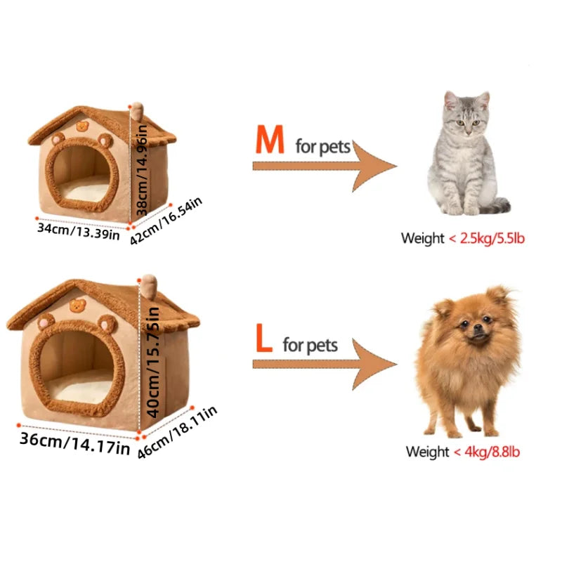 Winter Foldable Pet House Removable Washable Cave Sofa Pet Bed For Small Dogs And Cats