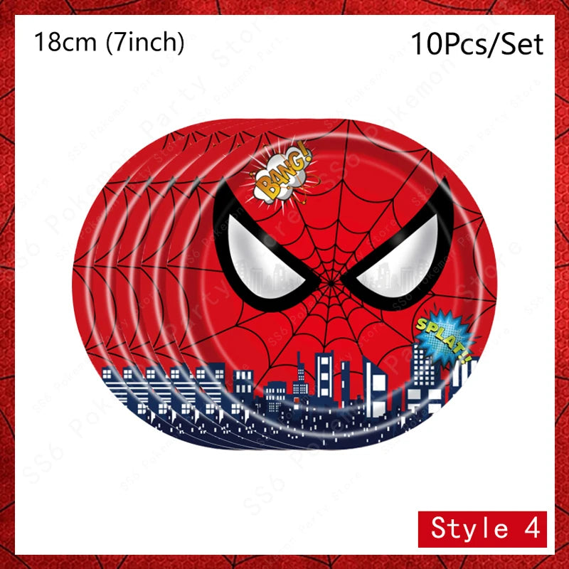 Spiderman Birthday Party Decorations Disposable Tableware Plate Cup Napkins Bags Supplies Set