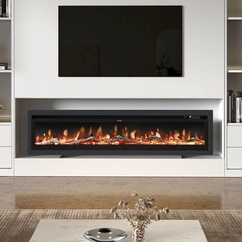 70/80 Inch Electric Fireplace with Remote 12 Flame Colours 1800W Home Decoration