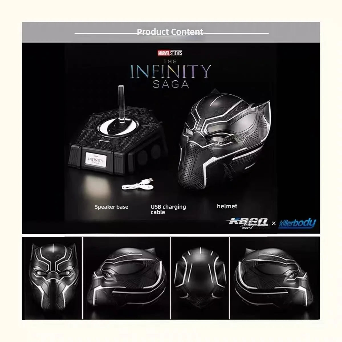 Black Panther Helmet 1:1 Wearable - Avengers Cosplay Mask, LED Series Base Set, Collectible Model Gift