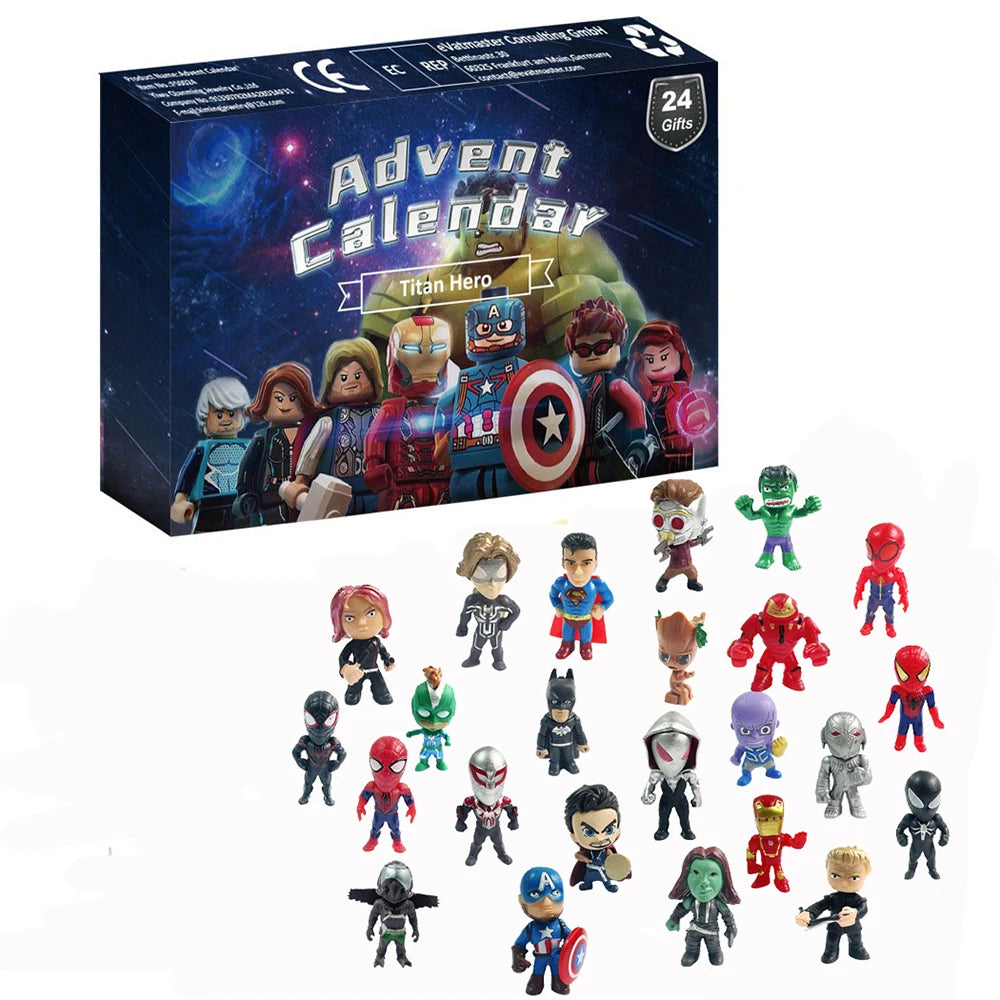 Disney Marvel Advent Calendar Box Anime Action Figure Model Building Blocks Christmas Kids Toys