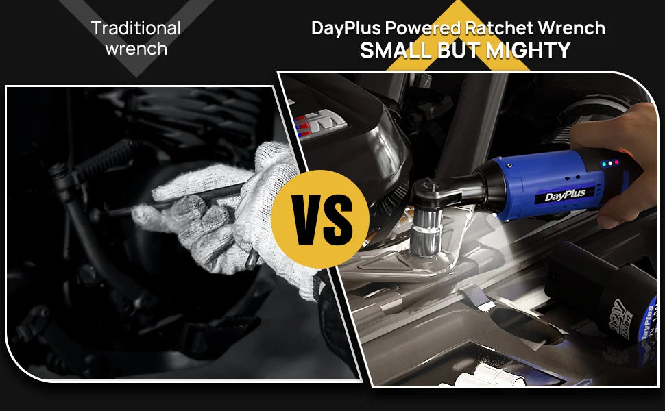 Cordless Ratchet Wrench Set,3/8"300 RPM 12V Power Electric Ratchet Driver with 7 Sockets,Two 1500mAh Li-Ion Batteries