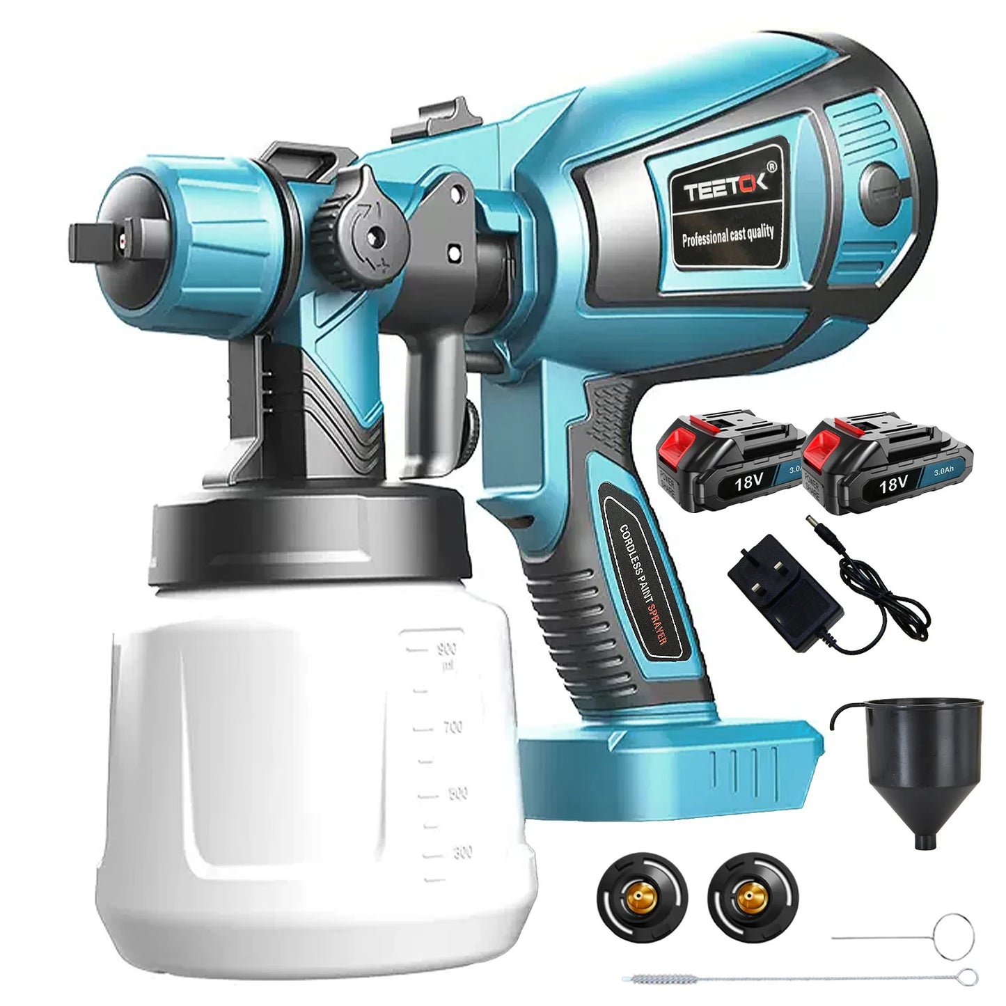 2 Battery Cordless Paint-Sprayer-Spray Gun Airless Home/Outdoor