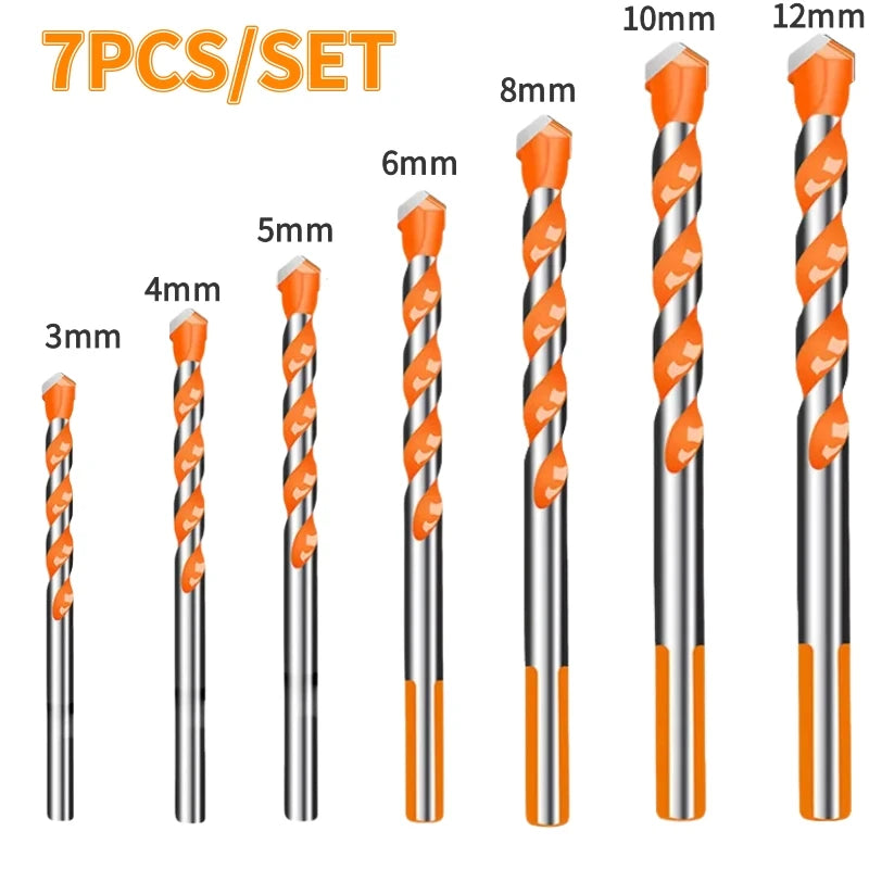 16PCS Tungsten Carbide Masonry Drill Bit Set for Metal Steel Porcelain Ceramic Tile Concrete Brick Wood 3-12mm Drilling Tools