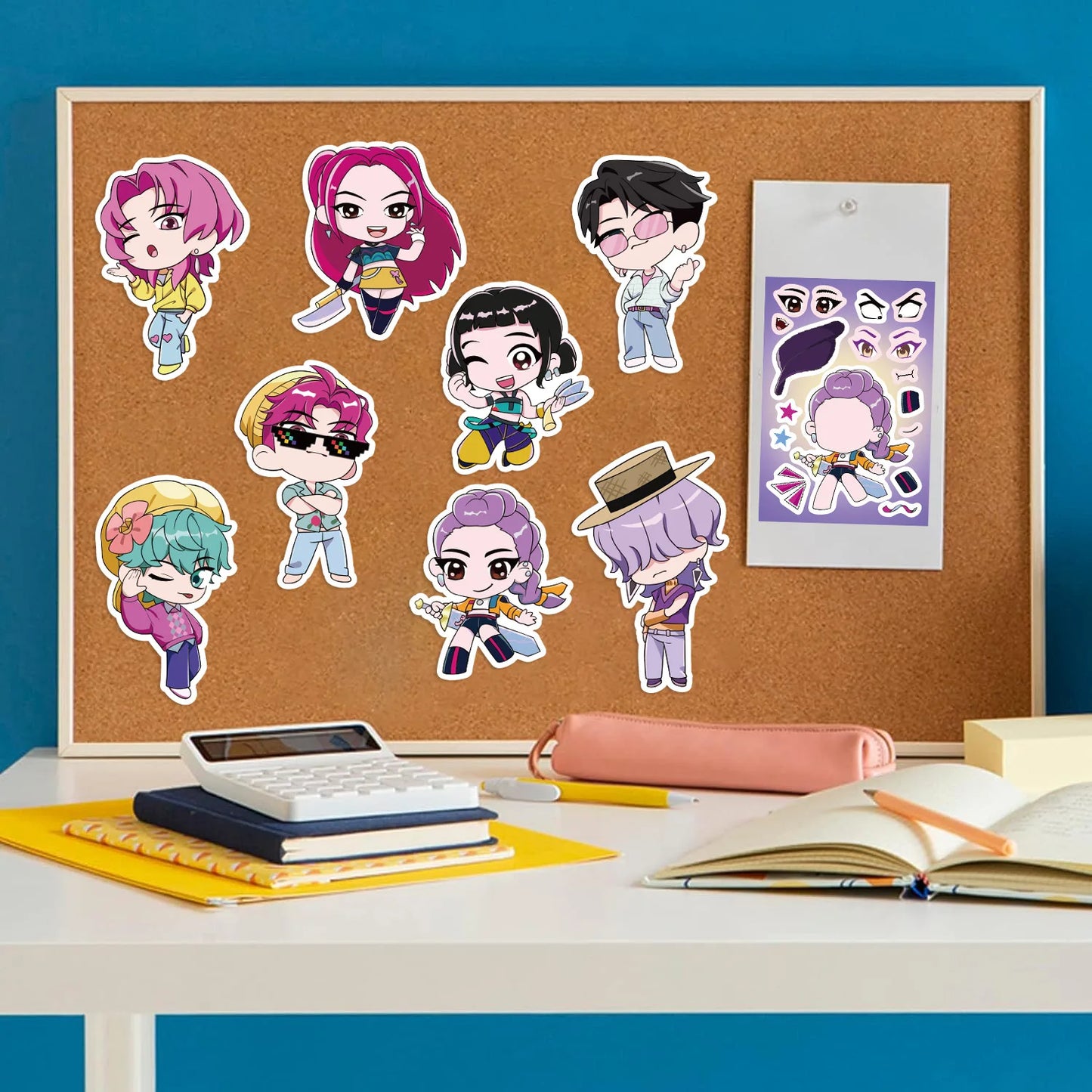 8/16Pcs Cute KPop Demon Hunters Puzzle Stickers Make a Face Cartoon For DIY Phone Laptop Luggage Graffiti Decals
