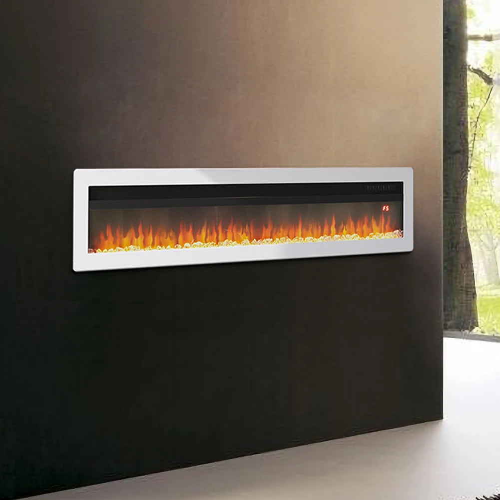 LED Electric Wall Fireplace 9 Flame Colours with Freestanding Leg, White 50inch
