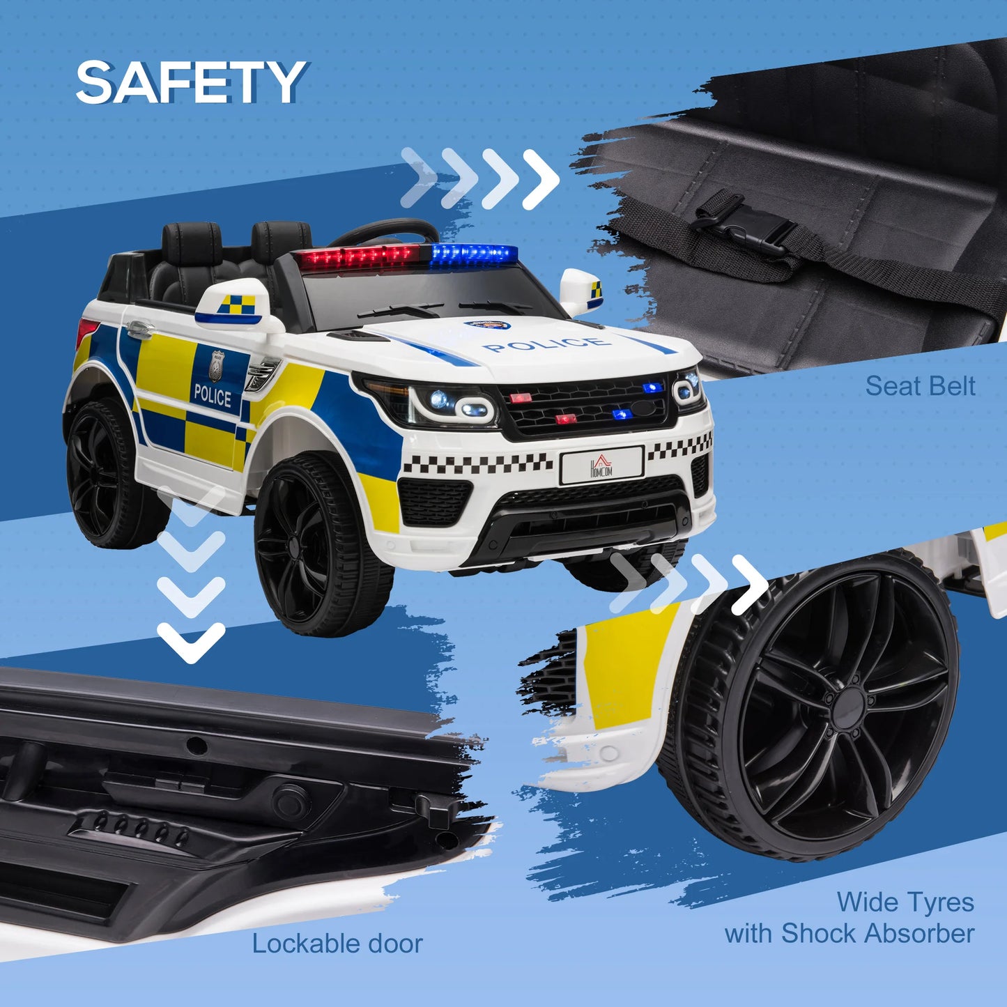 12V Range Rover Police Car Kid Electric Ride On w Remote Siren Bluetooth 3-6 Years