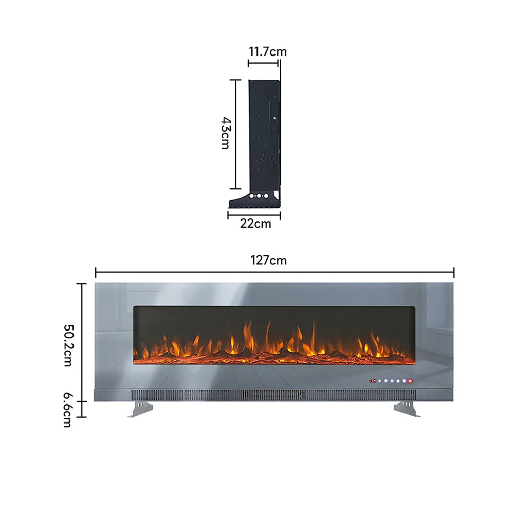 Recessed/Wall Mounted Electric Fireplace 12 Flame Colors, Overheating Protection,1800W, 50&60&72 Inch