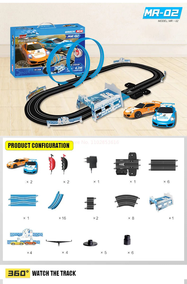 Electric Railway Track Set Double Remote Control Car Racing Track Autorama Circuit Toy For Children Gift