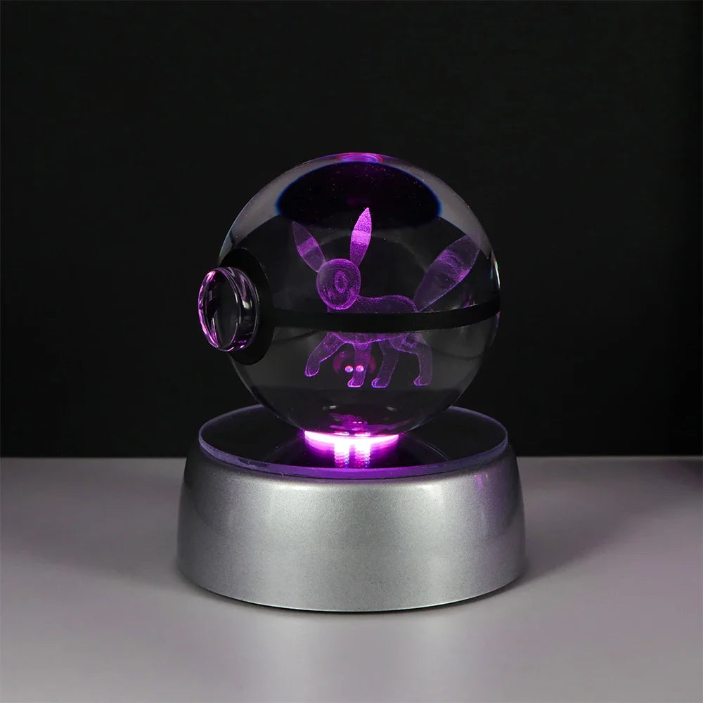 Pokemon 3D Crystal Ball Pikachu Gengar Eevee Mewtwo Anime Led Night Light