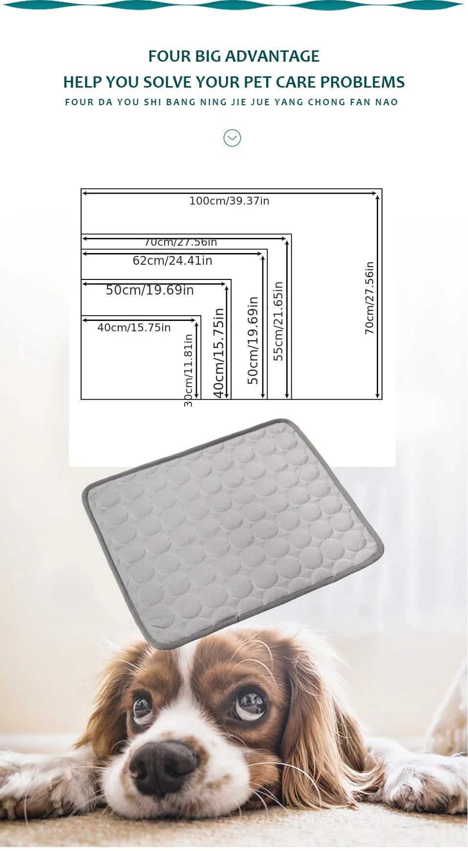 Dog Cooling Mat Summer Cold Bed Extra Large For Small Big Dogs & Cats