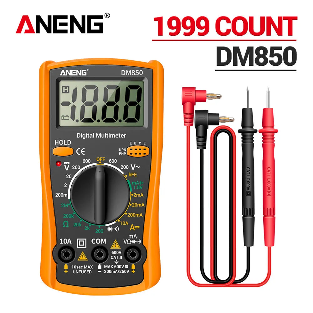 Digital Multimeter 1999 Counts Auto AC/DC Voltage Tester Ohm Current Ammeter Detector Tool