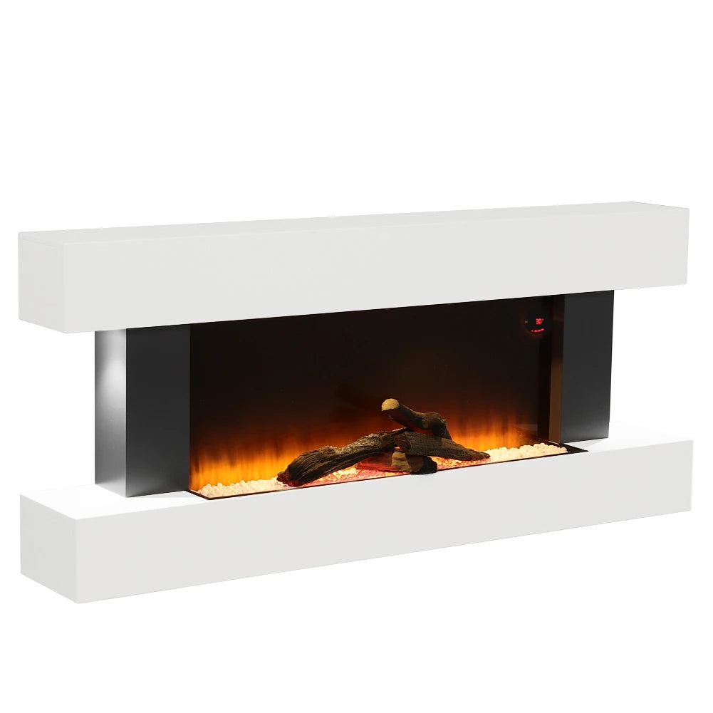 50 inch Large LED Fireplace Electric Heater Fire High Gloss glass Slim Flame