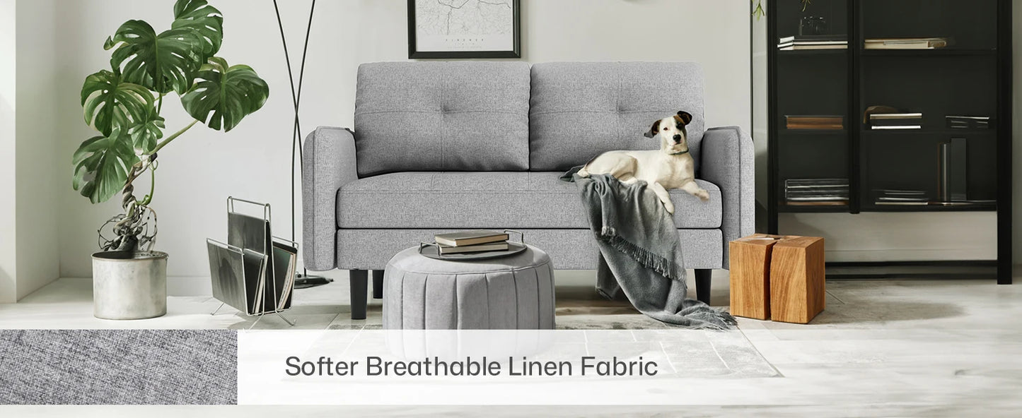 2 Seater Sofa, Modern Velvet Sofa Couch with Thicken Cushions for Living Room, Bedroom, Apartment,