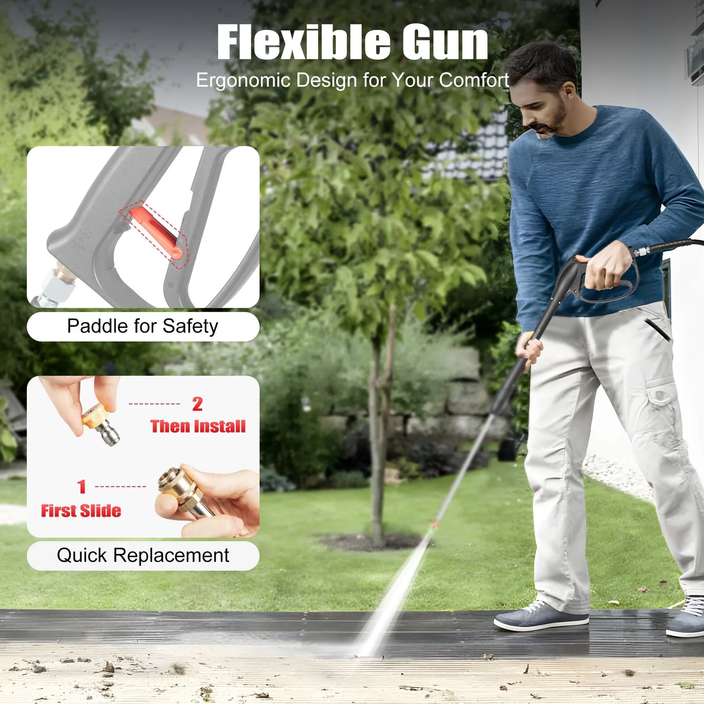 High-pressure Washer Gasoline Water Spray Gun, Pressure Dirt Machine 7.5HP Powerful, 170-190Bar