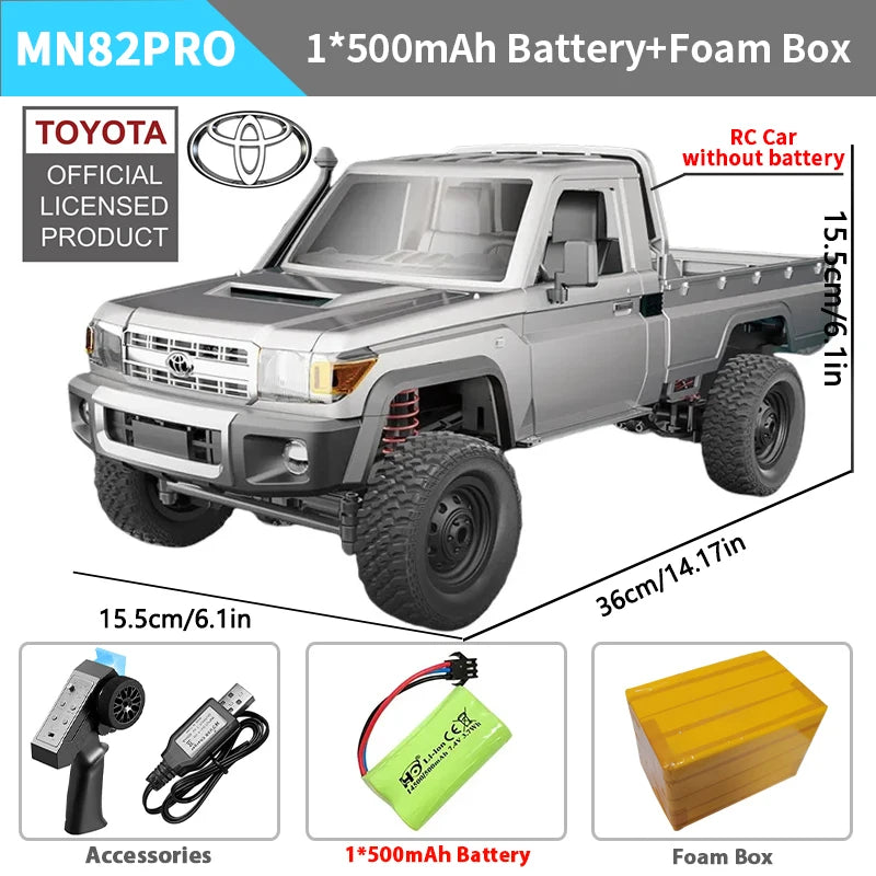 1:12 Full Scale RC CAR MN82 PRO Controllable Headlights 2.4G 4WD Off-Road Car Pick Up Truck Toy for Kids Gifts