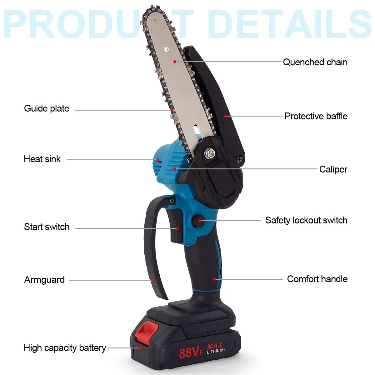 8 inch Mini Cordless Woodworking Handheld Garden Electric Saw Cutting Power Tool Makita 21V Battery