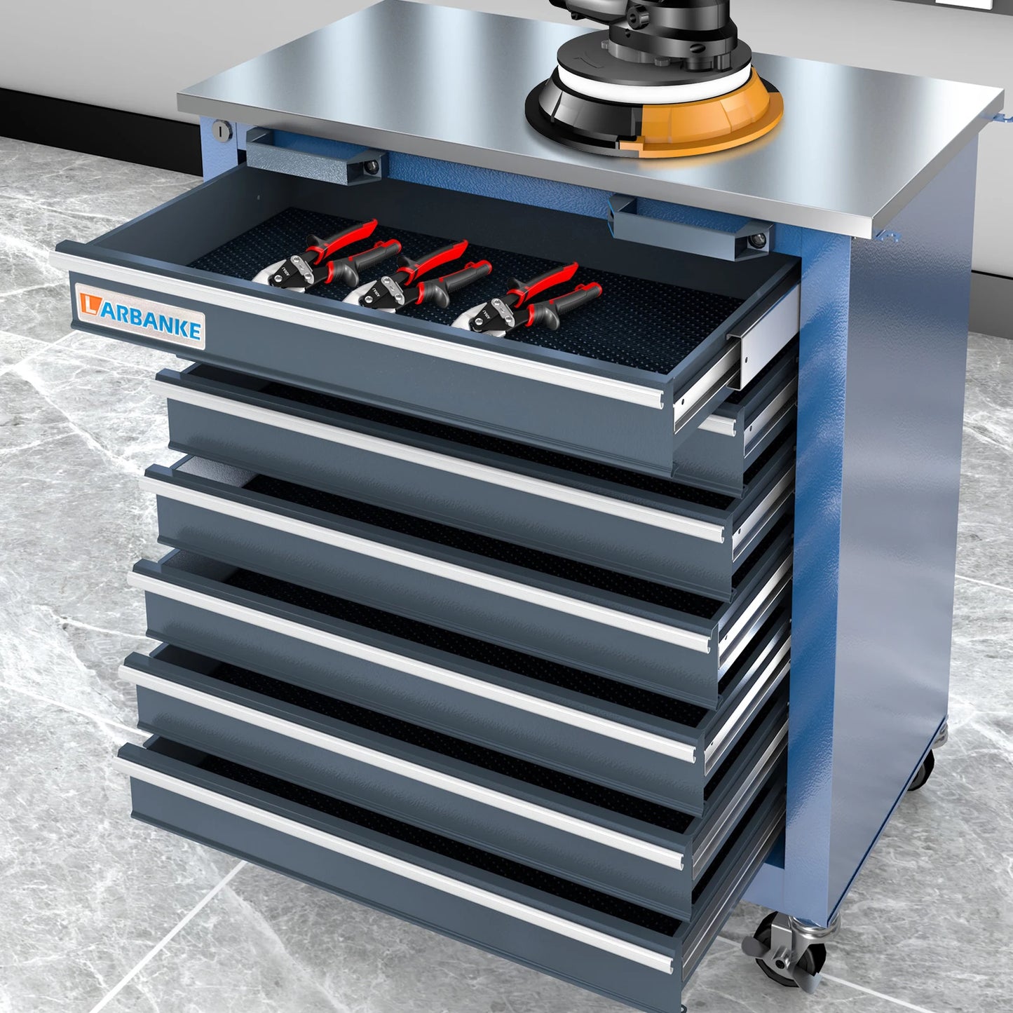 7-Drawer Rolling Tool Chest Toolbox,with 360° Lockable Wheels and Padded Feet,can be Combined Storage System with Tool Chest