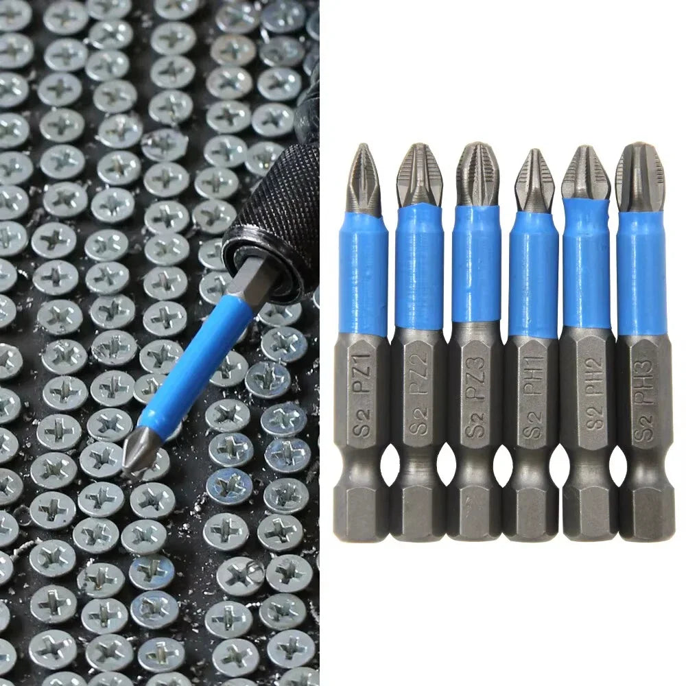 6Pcs Hexagonal Handle Anti Skid Electric Screwdriver Woodworking Cross Screwdriver Tool Set PH1 PH2 PH3 PZ1 PZ2 PZ3