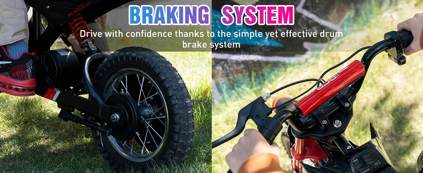 RCB Kids Electric Motorbike for Children, Up to 15.5 MPH & 9.3 Mile Range with 36V 4Ah Motor