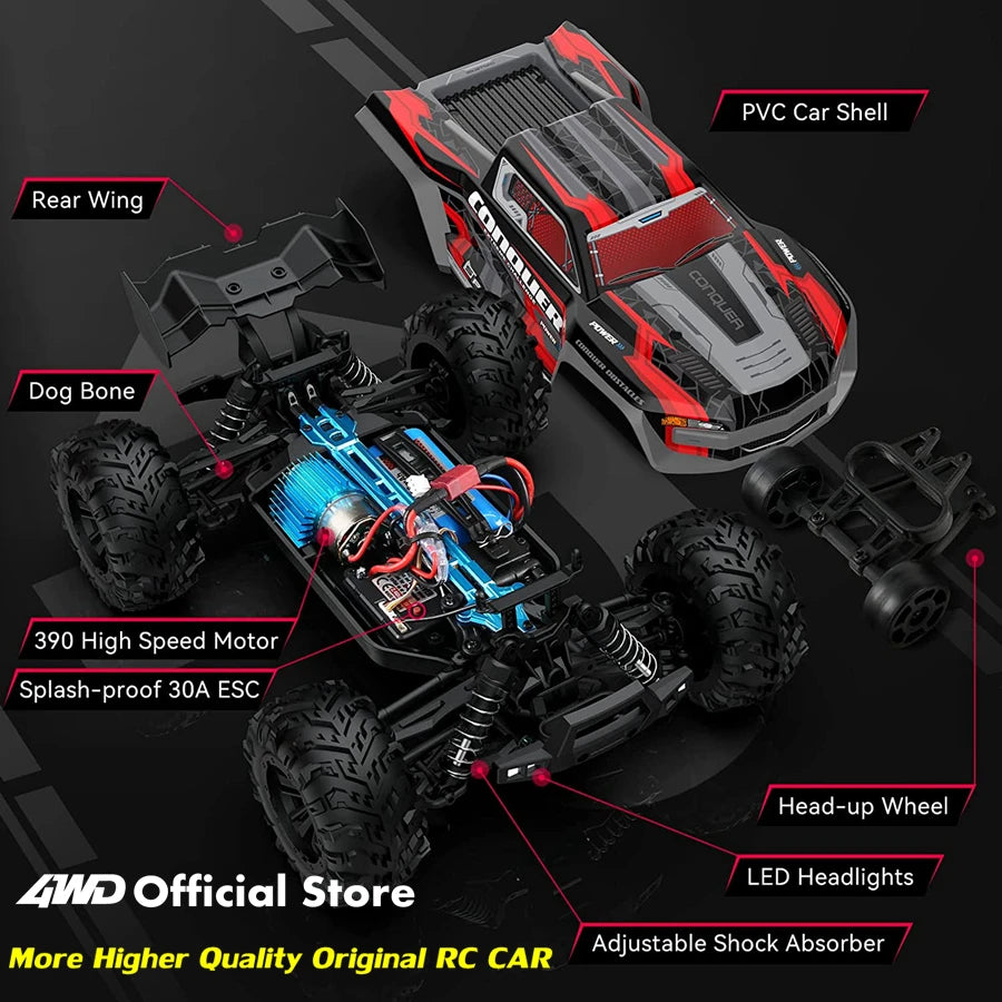4WD 1:16 80KM/H Super Brushless 50KM/H Brushed RC Car 4x4 Off Road High Speed Drift Racing Truck Toy Kids Adults