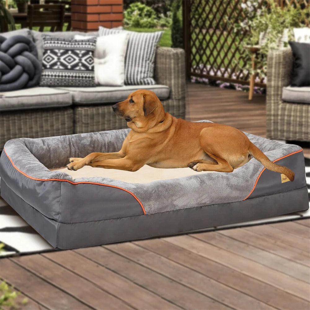 Jumbo Large Orthopedic Dog Bed Memory Foam Pet Sofa Couch Waterproof Elevated Cushion Warm & Removable Cover