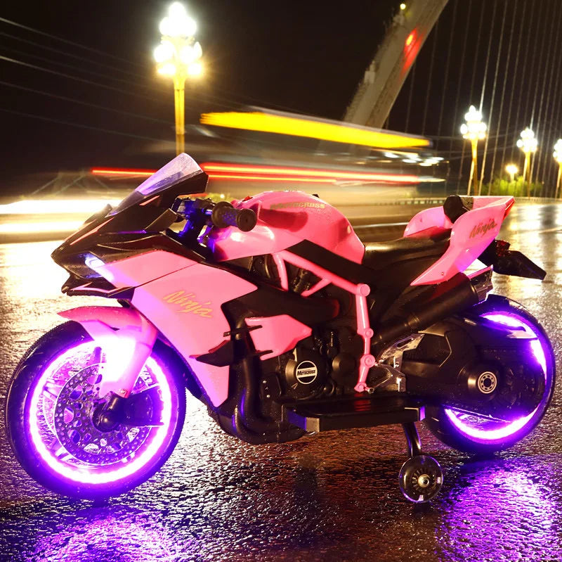 1.1M Long Children Electric Two Wheeled Rechargeable Drive Motorcycle For 3-9 Years Kids Ride On