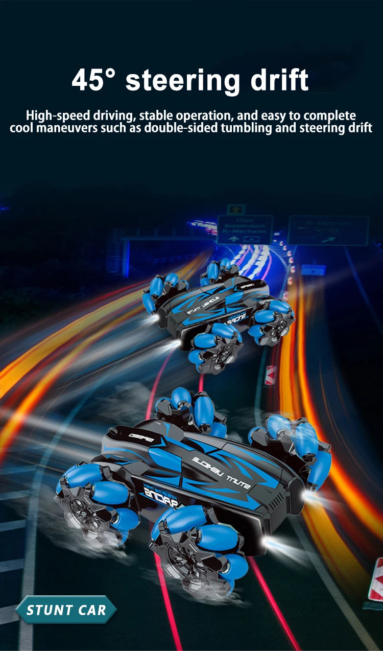 F1 RC Drift Car With Music Led Lights 2.4G Glove Gesture Radio Remote Control Spray Stunt Cars