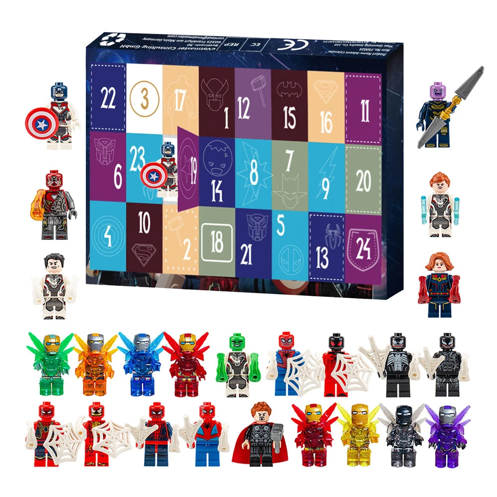 Disney Marvel Advent Calendar Box Anime Action Figure Model Building Blocks Christmas Kids Toys