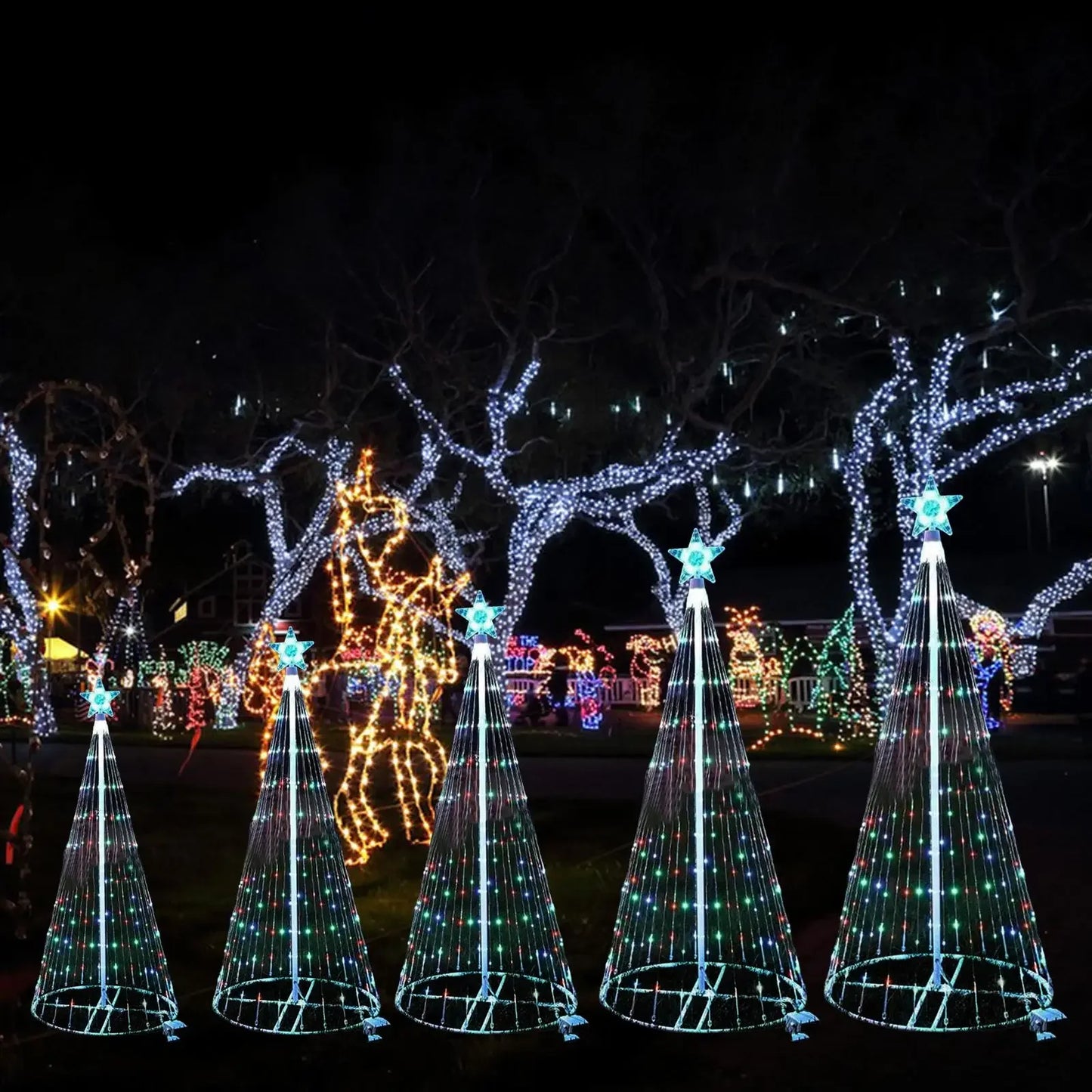 Control Christmas NEW LED Tree Indoor Outdoor Metal Ring Led String Decorative Light